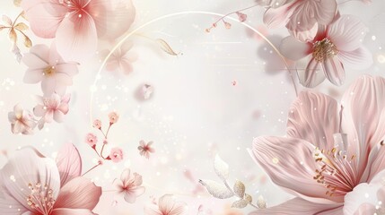 A beautiful pink flower background with butterflies. Ideal for nature-themed designs