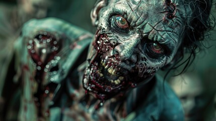 A person with a zombie-like expression. Suitable for horror themes - obrazy, fototapety, plakaty
