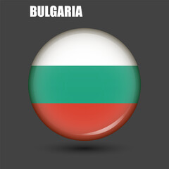 The national flag of Bulgaria in the shape of a circle.Vector.
Round 3d flag icon with high detail.
Spherical illustration of the flag.