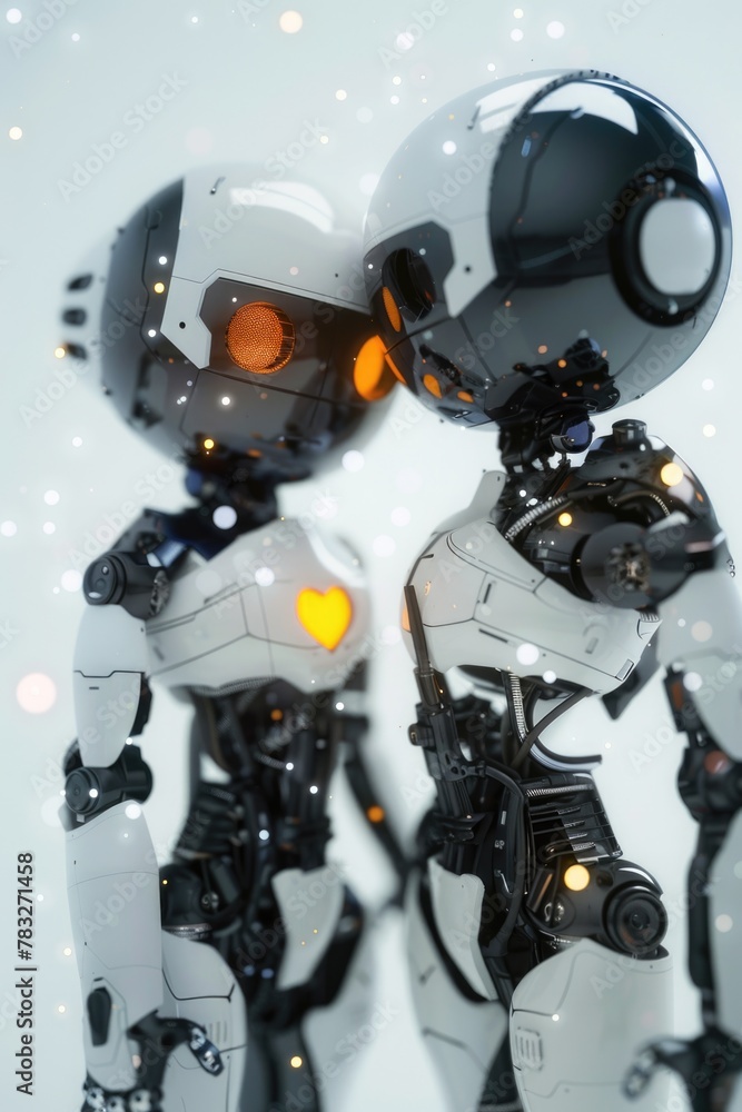 Aufkleber A pair of robots standing side by side. Suitable for technology concepts