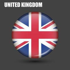 The national flag of Great Britain is in the shape of a circle.Vector.Round 3d flag icon withhigh detail.Spherical illustration of the flag.