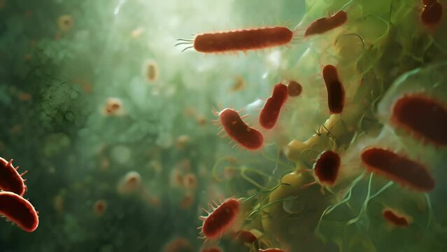 A colony of bacteria under a microscope