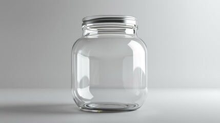 A clear glass jar with a metal lid, perfect for various kitchen and household uses