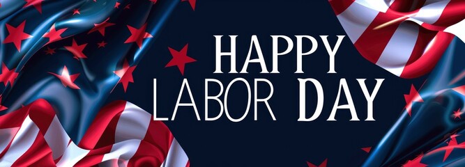 American flag background with text HAPPY LABOR DAY