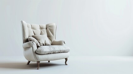Contemporary sofa chair, stylish, on white background, sharp focus, neutral tone.