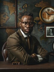 Black Businessman Embracing Fusion of Tradition and Modernity in Vibrant Image