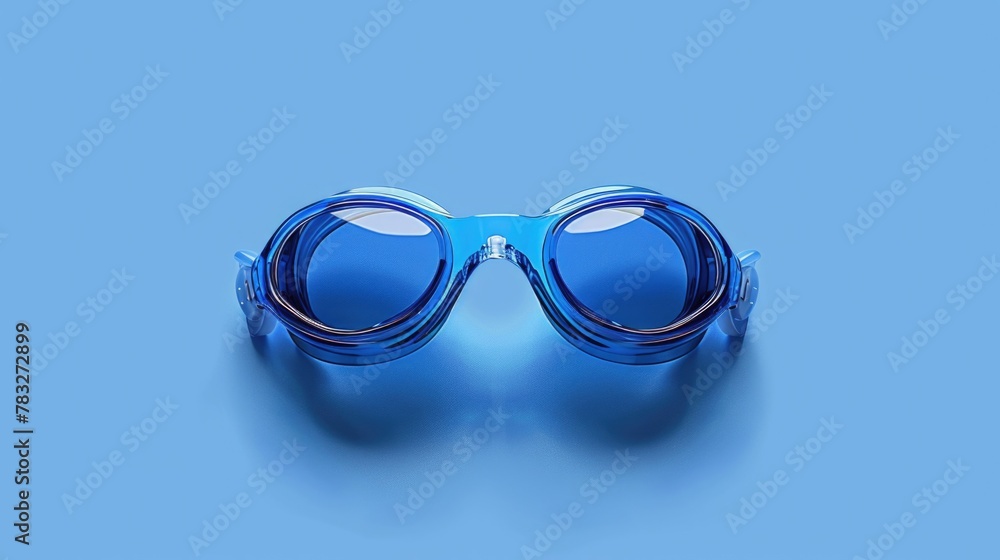 Poster goggles placed on a vibrant blue surface, suitable for various concepts