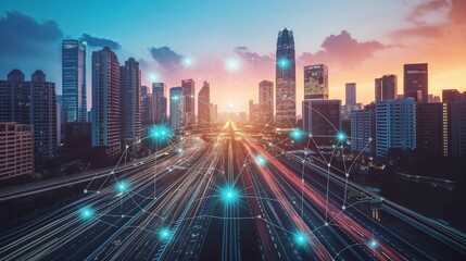 Obraz premium futuristic cityscape with advanced infrastructure