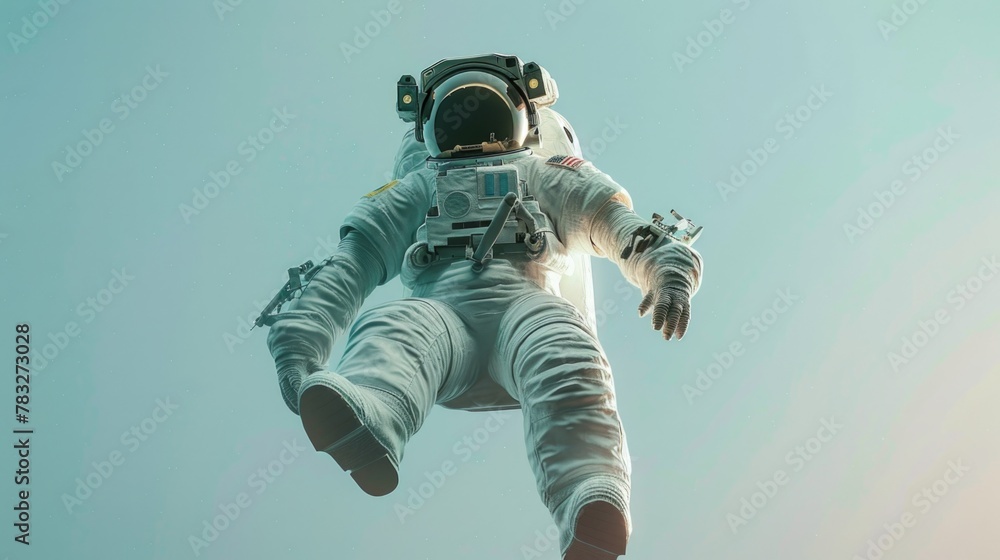 Poster An astronaut floating in the air, suitable for scientific and space-themed projects