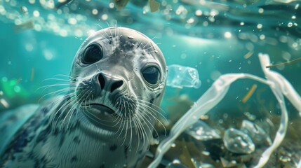 A seal looking directly at the camera. Suitable for wildlife and animal themes - Powered by Adobe
