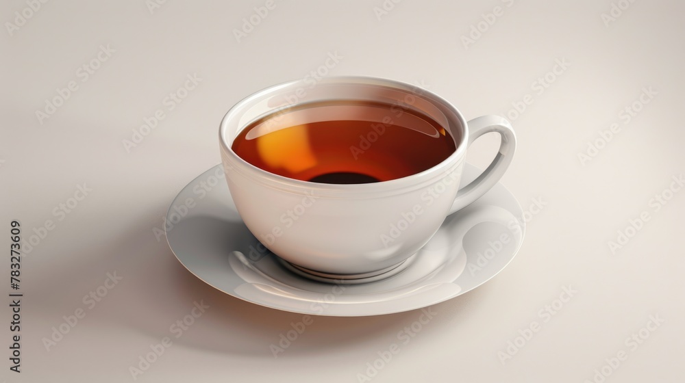 Poster a simple image of a cup of tea on a saucer, perfect for various design projects