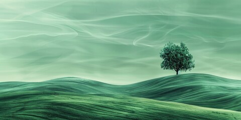 A solitary tree standing in a lush green field. Ideal for nature or environmental concepts