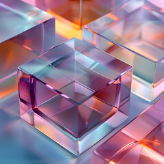 Glass abstract geometry wallpaper, gradient background 