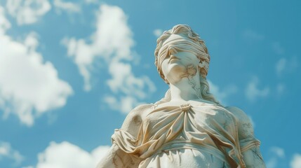 Obraz premium A statue of a woman holding a sword, ideal for historical or warrior-themed projects