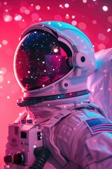 Astronaut in space suit holding a camera, suitable for science and technology concepts