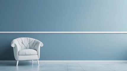 A light pastel colour scene in the living room or business hall. Lounge area with velor and blue...