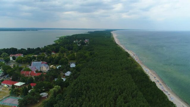 Panorama Baltic Sea Lake Jamno Lazy Morze Las Aerial View Poland