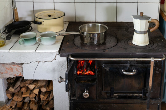 Old wooden stove kitchen