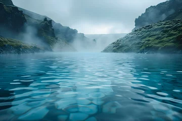 Afwasbaar fotobehang Mystic Waters of Iceland: Serenity & Balance. Concept Landscapes of Iceland, Serene Waterfalls, Moody Atmosphere, Icelandic Adventure © Anastasiia