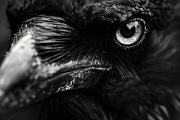 Detailed shot of a black bird's face, suitable for various projects