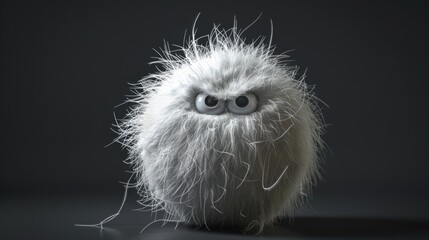 Cute fluffy white creature with big eyes, suitable for various projects