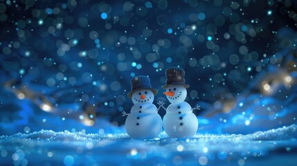 A cute image of two snowmen standing side by side. Perfect for winter-themed designs