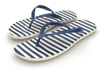 A pair of blue and white flip flops, perfect for summer vacations