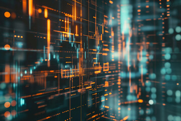Fototapeta premium Double exposure Halving with Technical financial market graph.