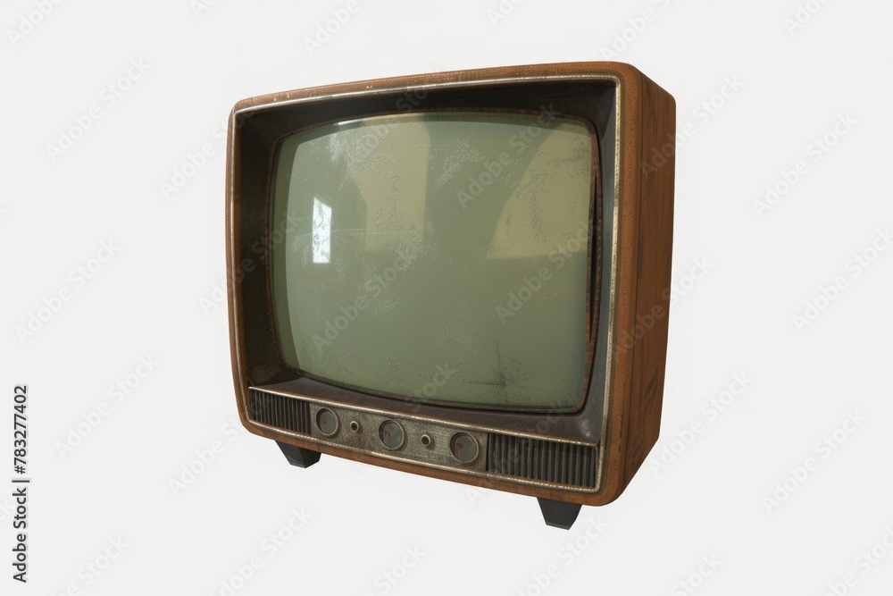 Poster classic retro television set on a simple white backdrop. ideal for advertising or nostalgia concepts