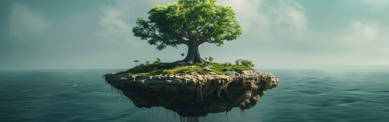Fototapeta na wymiar Tree-topped small island