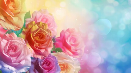 rainbow colored rose flower background