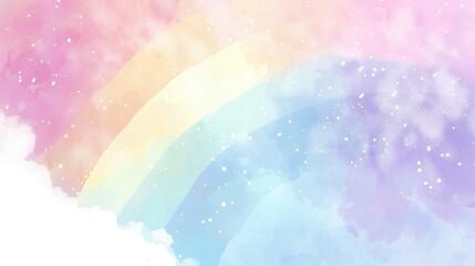rainbow in the sky, pastel colors, cute, simple illustration, white background