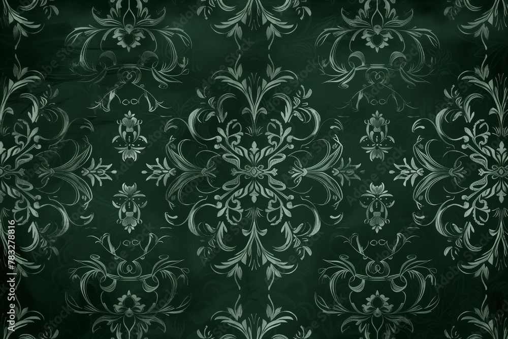 Poster merald green damask design offering timeless elegance for wallpapers, textiles, and sophisticated graphic backgrounds with ample copy space.