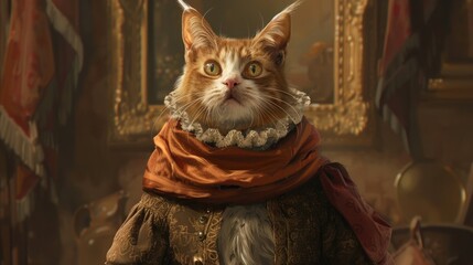 A cat dressed in a costume and scarf, perfect for pet lovers