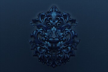 Lavish midnight blue damask wallpaper, ideal for adding a touch of classic luxury to interiors, event backgrounds, or graphic designs. - obrazy, fototapety, plakaty