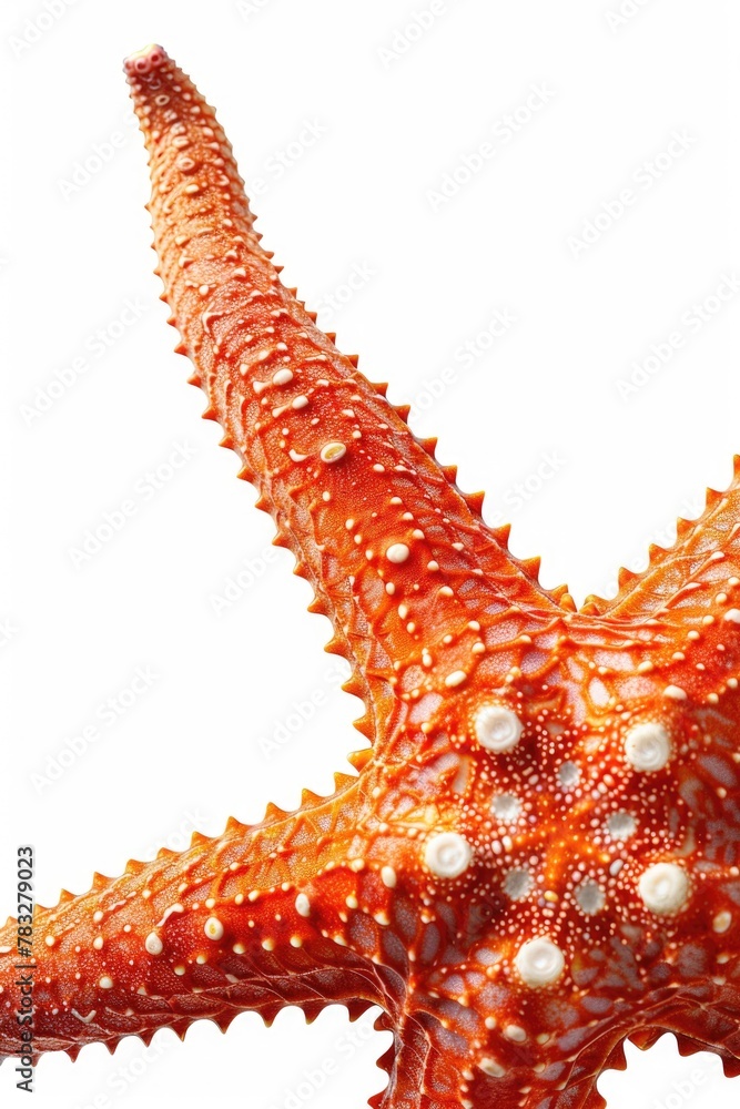Poster a detailed view of a starfish on a plain white background. ideal for marine life concepts