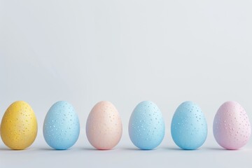 Obraz premium Vibrant Easter eggs lined up, perfect for holiday designs
