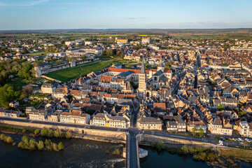 Obraz premium Aerial View of La Charité-sur-Loire, Nièvre, France