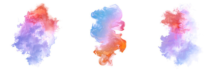 Vibrant Multicolored Smoke Trail Graphic Element Isolated on Transparent Background, Overlay Texture, Visual Effects and Design - obrazy, fototapety, plakaty