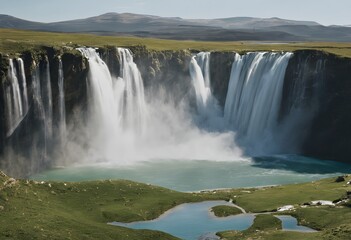 A view of a Waterfall in the mountains