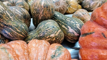 pumpkins on a market
