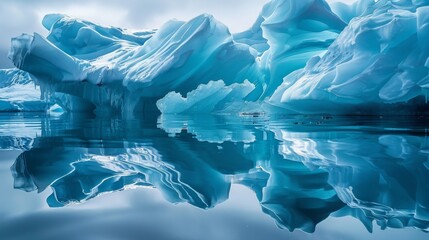 A large iceberg floats majestically on the surface of a body of water, showcasing the sheer size and presence of this natural ice formation in a cold environment. - 783280286