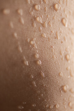 Water Drops On Human Skin After Shower Procedure