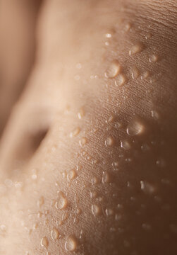 Dripping Wet Belly Skin Close-up