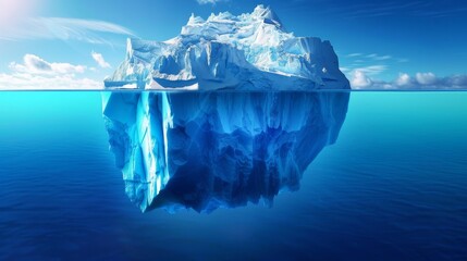 A gigantic iceberg of surreal proportions floating in the middle of the ocean, creating a stunning contrast between the icy structure and the surrounding water. - 783280801