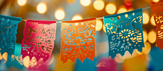 Obrazy na Plexi  Cinco de Mayo,Mexican colorful summer fiesta party,sombrero hat,maracas margarita cocktail,table colorful Mexican decorations. With the exotic beach "Cinco de Mayo" as a backdrop,mexican banner.