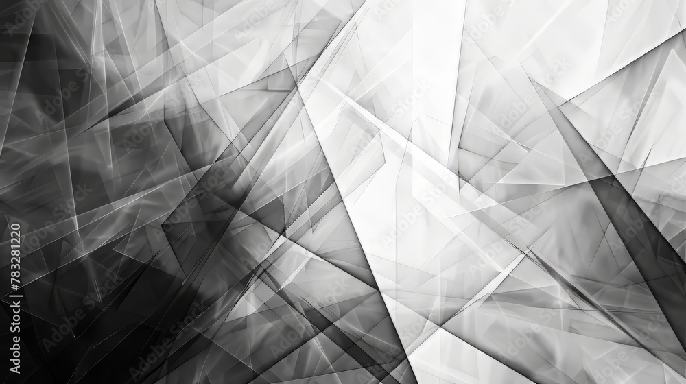 Poster a grayscale abstract composition with intersecting lines and shapes