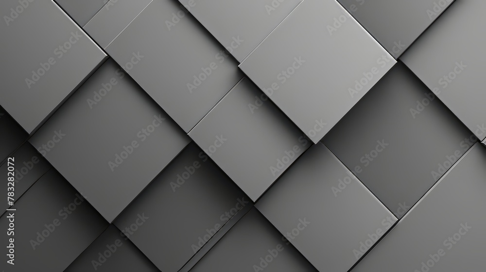 Poster a minimalist composition with overlapping diamonds in shades of gray, creating a sense of harmony