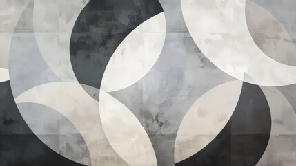 A minimalist composition with overlapping circles in shades of gray, creating visual interest