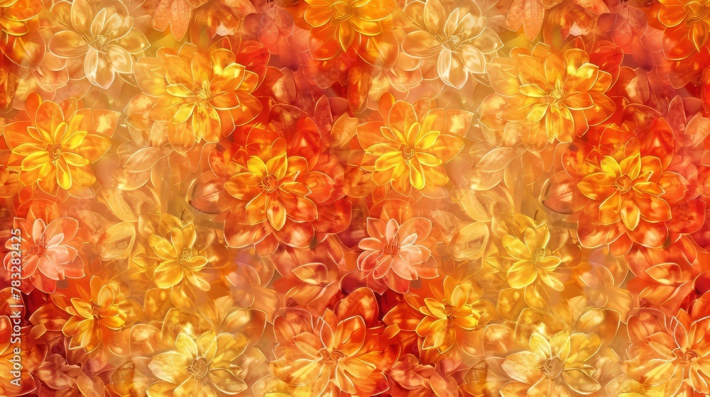 Poster a patterned backdrop with tones of orange, red orange, and yellow orange, adding vibrancy and visual